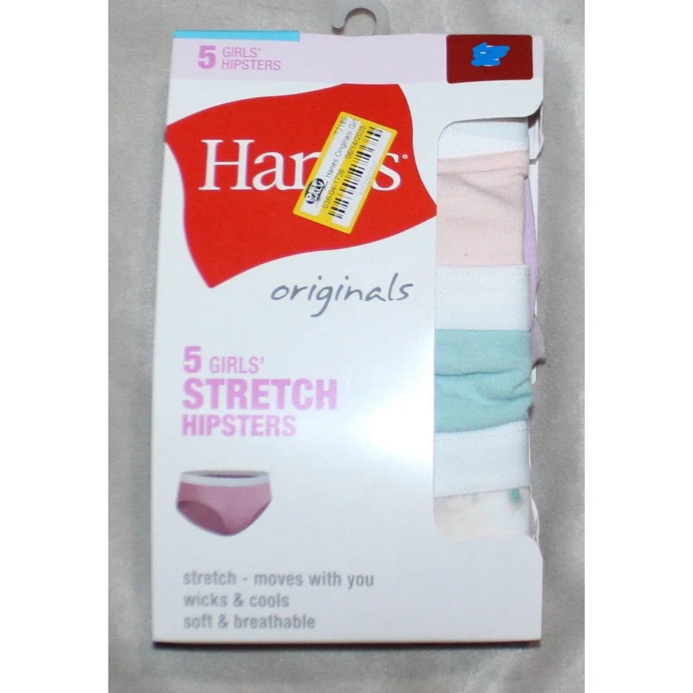 Hanes Tween Hipster Underwear 5-Pack Originals Girls Basic Wick Assorted sz 8